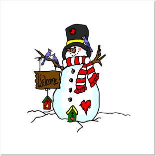 Jolly Christmas Snowman Posters and Art